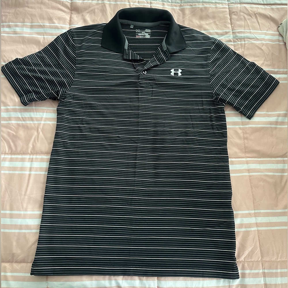 Under Armour Men's Polo with Black and White Stripes